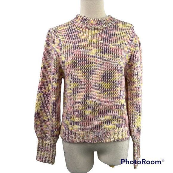 NWT ALL IN FAVOR Pink Purple Yellow Pastel Turtle Neck Sweater (S) - Picture 8 of 8
